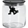 Alessi Gianni a Little Man Holding on Tight Voorraadpot AMDR04 B, 0,7L zwart