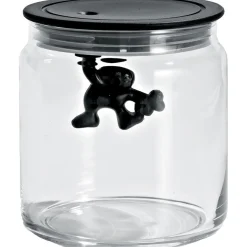 Alessi Gianni a Little Man Holding on Tight Voorraadpot AMDR04 B, 0,7L zwart