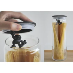 Alessi Gianni a Little Man Holding on Tight Voorraadpot AMDR04 B, 0,7L zwart