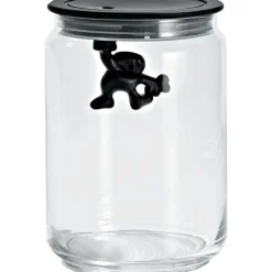 Alessi Gianni a Little Man Holding on Tight Voorraadpot AMDR05 B, 0,9L zwart