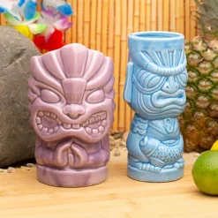 Bar Bespoke Tiki Mugs, blauw/paars set van 2