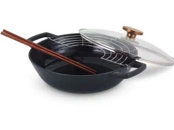 Beka Nori Wok met Rooster en Glasdeksel, 30cm gietijzer