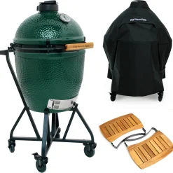 Big Green Egg Large Houtskoolbarbecue met IntEGGrated Nest, Handler, Acacia EGG Mates en Hoes