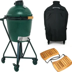 Big Green Egg Medium Houtskoolbarbecue met IntEGGrated Nest, Handler, Acacia EGG Mates en Hoes