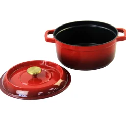 Braadpan Gietijzer, 24cm rood