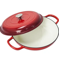 Braadpan Laag Gietijzer, 31cm rood