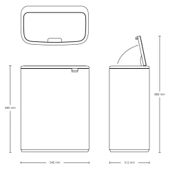 Brabantia Bo Touch Bin Afvalemmer, 2x30L groen