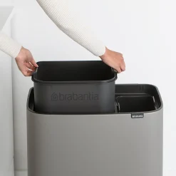 Brabantia Bo Touch Bin Afvalemmer, 11+23L betongrijs