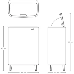 Brabantia Bo Touch Bin Hi Afvalemmer, 2x30L betongrijs