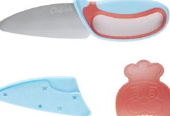Chefclub Kids Kindermes met Vingerbeschermer, blauw/rood