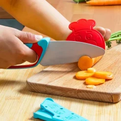 Chefclub Kids Kindermes met Vingerbeschermer, blauw/rood