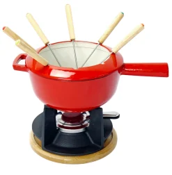 Fondueset Gietijzer, 20cm rood