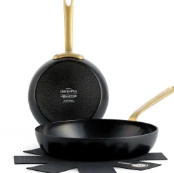 Greenpan Craft Koekenpannenset met Gouden Steel, 20+28cm zwart