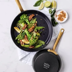 Greenpan Craft Koekenpannenset met Gouden Steel, 20+28cm zwart