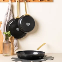 Greenpan Craft Koekenpannenset met Gouden Steel, 20+28cm zwart