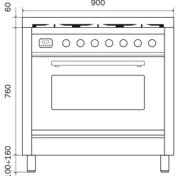 ILVE Professional Plus Inductiefornuis PI096WE3/SS, 90cm RVS