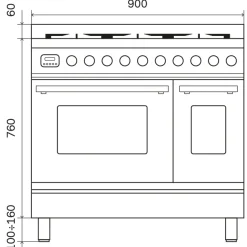 ILVE Professional Plus Inductiefornuis PDI096WE3/SS, 90cm RVS