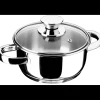 Inoxibar Ecco Lage Kookpan met Glasdeksel, 16cm