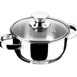 Inoxibar Ecco Lage Kookpan met Glasdeksel, 16cm
