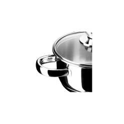 Inoxibar Ecco Lage Kookpan met Glasdeksel, 16cm