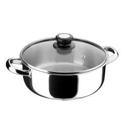Inoxibar Forma Kookpan Laag met Glasdeksel, 14cm