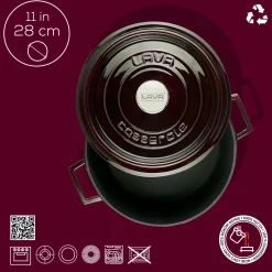 LAVA Premium Braadpan, 28cm aubergine