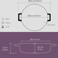 LAVA Premium Braadpan Laag, 28cm paars