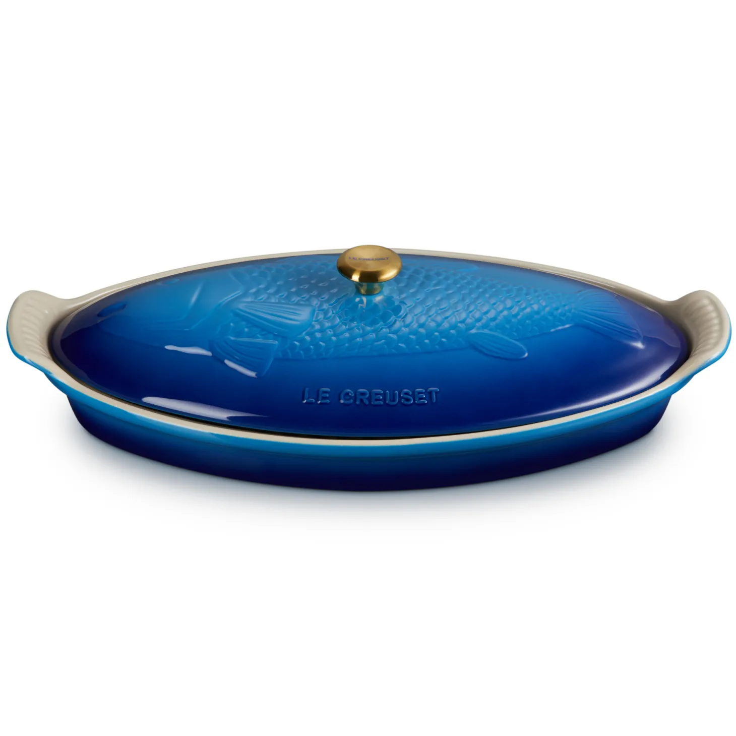 Le Creuset Heritage Ovenschaal met Deksel Vis, 1,6L azure