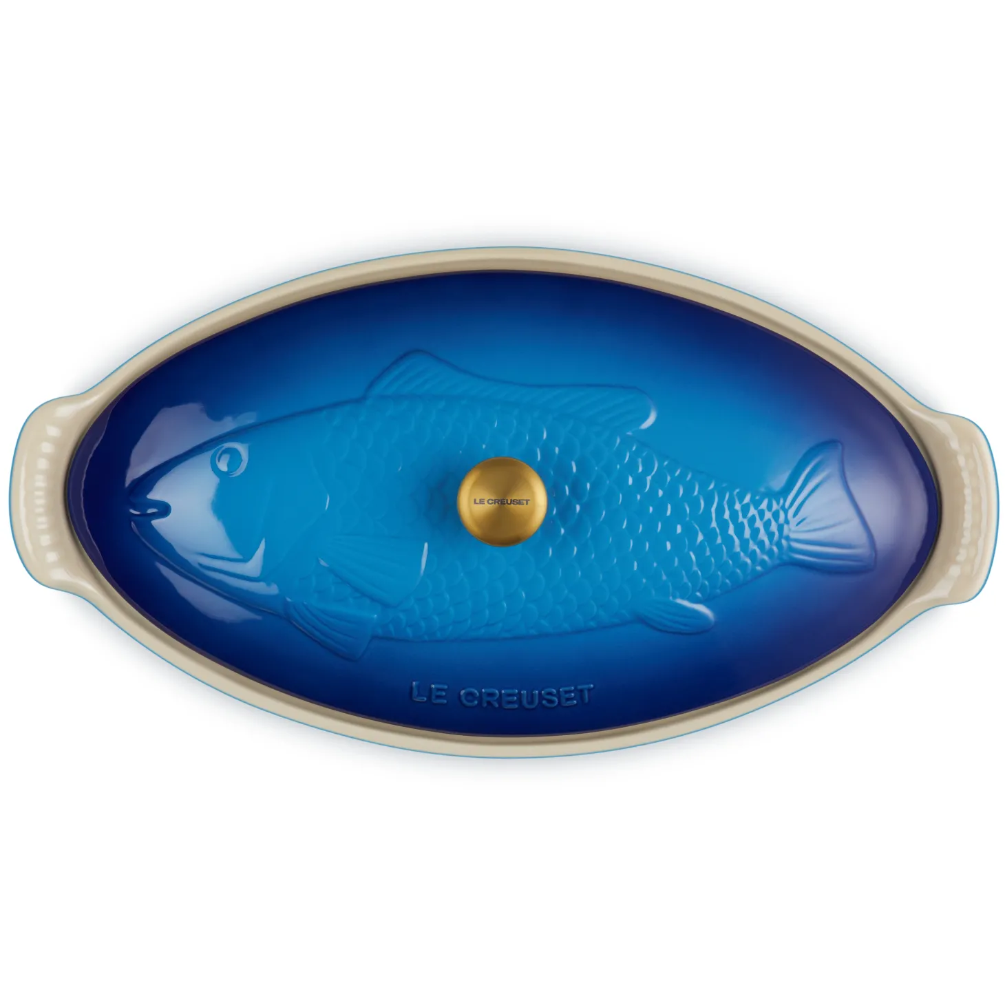 Le Creuset Heritage Ovenschaal met Deksel Vis, 1,6L azure