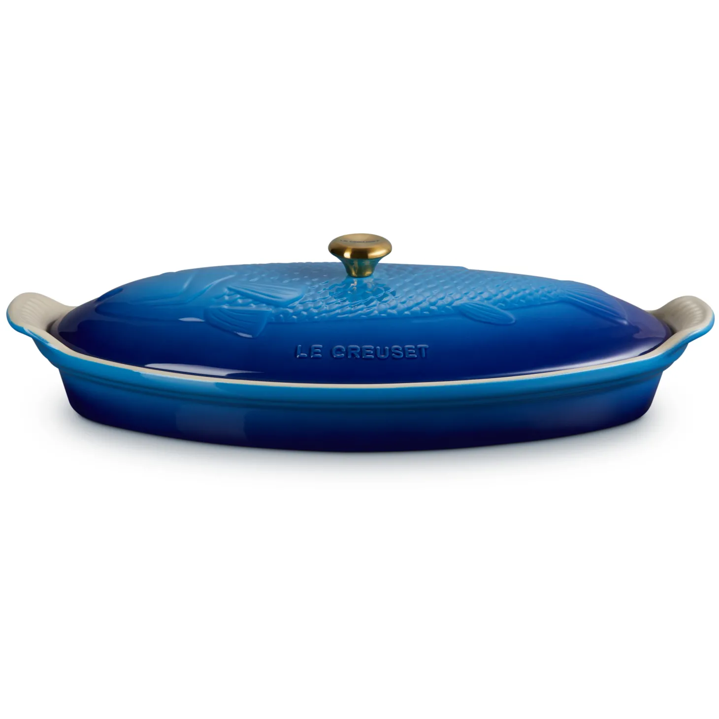 Le Creuset Heritage Ovenschaal met Deksel Vis, 1,6L azure