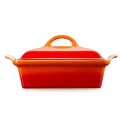 Le Creuset Heritage Ovenschaal met Deksel Vierkant, 23cm oranjerood