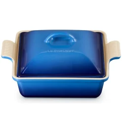 Le Creuset Heritage Ovenschaal met Deksel Vierkant, 23cm azure