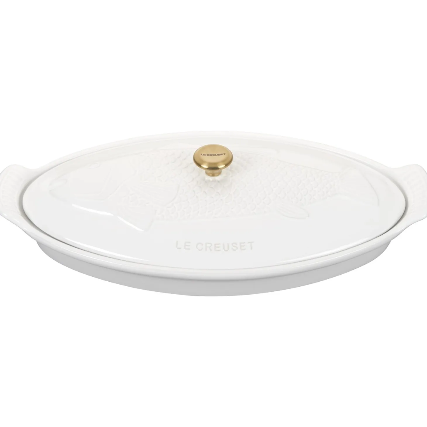 Le Creuset Heritage Ovenschaal met Deksel Vis, 1,6L wit