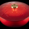 Le Creuset Holly Collection Marmite Braadpan, 26cm kersenrood