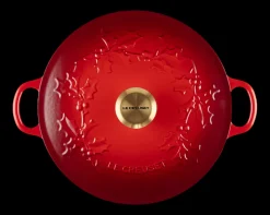 Le Creuset Holly Collection Marmite Braadpan, 26cm kersenrood