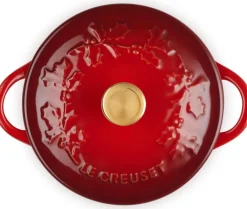 Le Creuset Holly Collection Mini Cocotte met Deksel, 10cm kersenrood