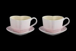 Le Creuset Koffiekop met Schotel Hart, 2 stuks shell pink