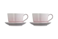 Le Creuset Koffiekop met Schotel Hart, 2 stuks shell pink