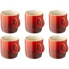 Le Creuset Koffiemokkenset, 6-delig kersenrood