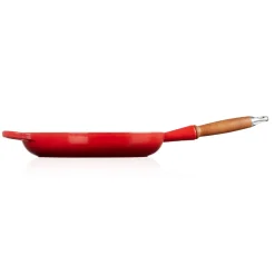 Le Creuset Signature Koekenpan met Houten Steel, 26cm kersenrood