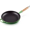 Le Creuset Signature Koekenpan met Houten Steel, 28cm bamboo green