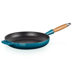 Le Creuset Signature Koekenpan met Houten Steel, 28cm deep teal
