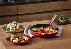Le Creuset Signature Koekenpan met Houten Steel, 28cm kersenrood