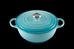 Le Creuset Signature Marmite Braadpan, 26cm caribbean blue