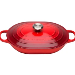 Le Creuset Signature Oblong Braadpan Laag, 31cm kersenrood