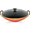 Le Creuset Signature Wok met Glasdeksel, 36cm oranjerood