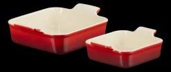 Le Creuset Stoneware Ovenschalenset Vierkant, 13+20cm kersenrood