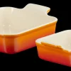 Le Creuset Stoneware Ovenschalenset Vierkant, 13+20cm oranjerood