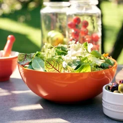 Le Creuset Stoneware Saladeschaal, 24cm oranjerood