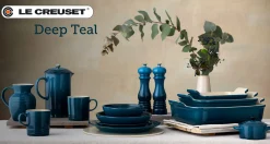 Le Creuset Stoneware Saladeschaal, 24cm deep teal